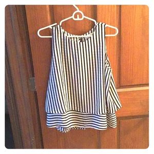 Ovi black & white striped sleeveless top.